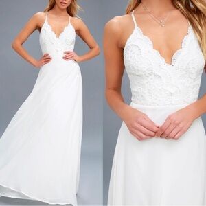 Elegant White Lace Maxi Dress